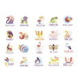animals set logotype collections of different vector image vector image