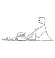 man using lawn mower to cut the grass on garden vector image