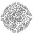 round mayan maze game puzzle labyrinth path vector image