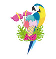 tropical bird parrot cartoon vector image