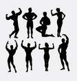 male and female body builder sport silhouette vector image vector image