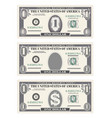 money set paper banknotes one dollar in gray vector image