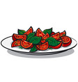 tomato salad with basil vector image vector image