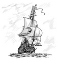 sailing ship vintage frigate on waves vector image