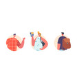 tourist characters with tickets and luggage vector image vector image