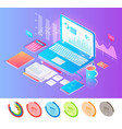 laptop surrounded with writing and working stuff vector image vector image