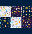 space seamless pattern set background alien vector image