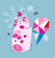 greeting christmas card with a pig in love vector image vector image