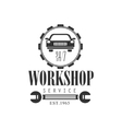 car repair workshop service black and white label vector image