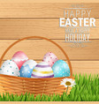 easter colorful eggs in basket vector image