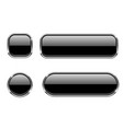 black glass buttons with chrome frame shiny 3d vector image