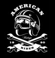 cafe racer helmet with wrenches on dark background vector image vector image