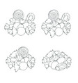 hand drawn set of marshmallows and candies vector image