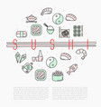 sushi bar circle concept with thin line icons vector image