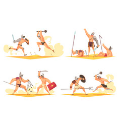 Ancient gladiator compositions Royalty Free Vector Image