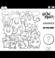 counting animals educational task coloring book vector image