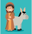 cute joseph and donkey manger design vector image vector image