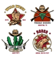 retro cowboy rodeo emblem set vector image