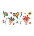 set of flower bouquets isolated on white vector image