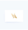 va letters logo gold monogram on a card vector image