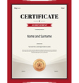 certificate of achievement template in red theme vector image
