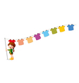 a girl holding stick with hanging clothes vector image