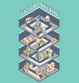 flat 3d isometric industrial factory in cut vector image vector image