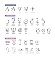 set of trendy alchemy symbols collection vector image