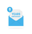 9 years anniversary icon in dark blue letter vector image vector image