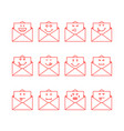 thin line emoji set messages in letters vector image vector image