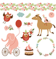 cute animals and graphic elements vector image