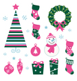 christmas cartoon icons vector image