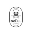 head skull with badge and bandana logo design vector image