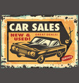 car sales vintage sign vector image