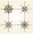 retro nautical compass set hand drawn wind rose vector image