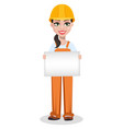 Builder man and woman in uniform Royalty Free Vector Image