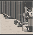 big truck with trailer retro poster vector image vector image
