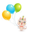 cute cat with balloons vector image vector image