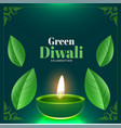 glowing diya and leaves design for eco friendly vector image vector image