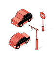 isometric semaphore streetlight set vector image vector image