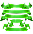 realistic green glossy ribbons with a stripe vector image
