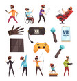 virtual reality vr accessories set vector image vector image