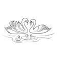 swans family in outlines vector image vector image