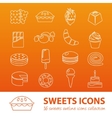 sweets outline icons vector image