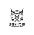 vintage head deer antler skull logo icon vector image