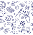 creative seamless school pattern with pen drawings vector image