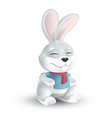 cute easter bunny in red scarf and blue shirt vector image
