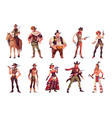 cartoon cowboys funny cowboy and cowgirl indian vector image