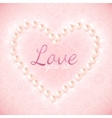 light pink ornate background with pearly heart vector image
