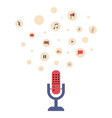 microphone with podcast icons vector image vector image